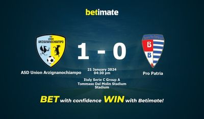 ASD Union Arzignanochiampo vs Pro Patria پیش بینی، شانس و نکات شرط بندی 2024/01/21