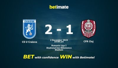 پیش بینی، شانس و نکات شرط بندی CS U Craiova vs CFR Cluj 2023/12/02