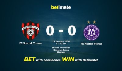 FC Spartak Trnava vs FK Austria Vienna پیش بینی، شانس و نکات شرط بندی 2024/01/13