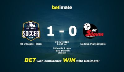 FK Dziugas Telsiai vs Suduva Marijampole پیش بینی، شانس و نکات شرط بندی 2023/07/29