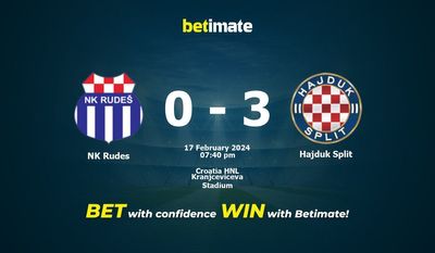 NK Rudes vs Hajduk تقسیم پیش بینی، شانس و نکات شرط بندی 2024/02/17