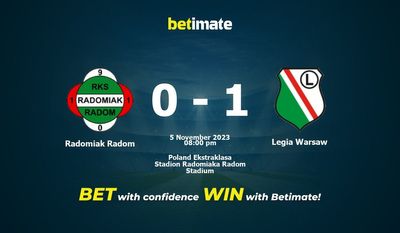 Radomiak Radom vs Legia Warsaw پیش بینی، شانس و نکات شرط بندی 2023/11/05