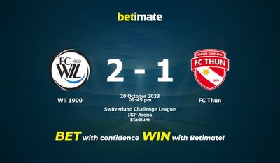 پیش بینی، شانس و نکات شرط بندی Wil 1900 vs FC Thun 2023/10/20