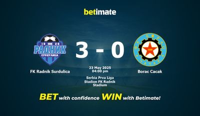 FK Radnik Surdulica vs Borac Cacak Pronostici, quote e consigli di scommessa 23/05/2025