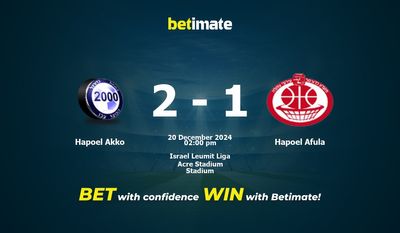Pronostici, quote e suggerimenti per le scommesse Hapoel Akko vs Hapoel Afula 20/12/2024