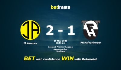 Pronostici, quote e consigli di scommessa IA Akranes vs FH Hafnarfjörður 19/05/2025
