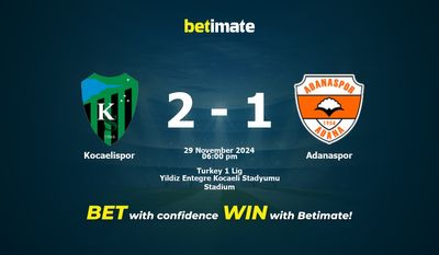 Kocaelispor - Adanaspor Pronostici, quote e pronostici di scommesse 29/11/2024