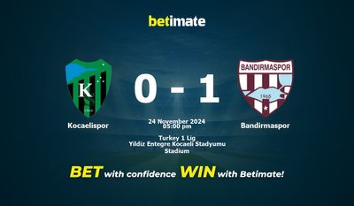 Pronostici, quote e pronostici sulle scommesse Kocaelispor vs Bandirmaspor 24/11/2024