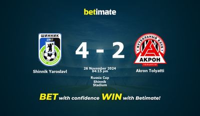 Pronostici, quote e suggerimenti per le scommesse Shinnik Yaroslavl vs Akron Tolyatti 26/11/2024