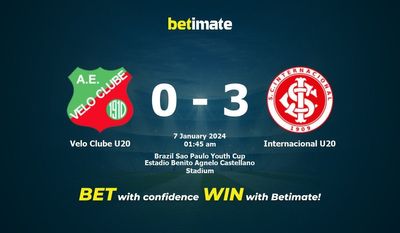 Pronostici, quote e suggerimenti di scommesse Velo Clube U20 vs Internacional U20 07/01/2024