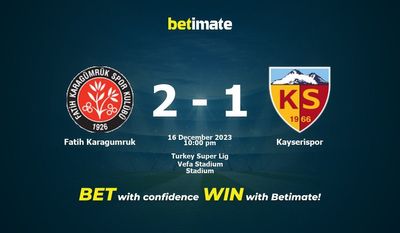 Fatih Karagumruk 대 Kayserispor 예측, 승률 & 베팅 팁 2023년 12월 16일