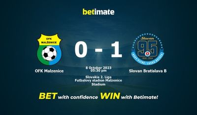 OFK 말제니체 대 슬로반 브라티슬라바 B 예측, 승률 및 베팅 팁