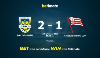 Arka Gdynia U19 vs Cracovia Kraków U19 Prognozy, kursy i typy bukmacherskie 15.09.2023