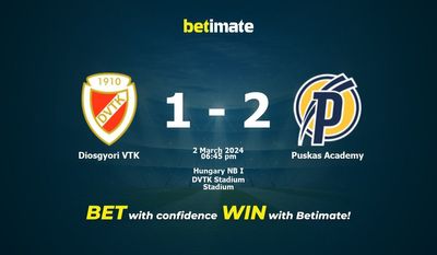 Diosgyori VTK vs Puskas Academy przewidywania, kursy i typy bukmacherskie 03.02.2024