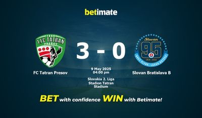 FC Tatran Presov vs Slovan Bratislava B przewidywania, kursy i typy bukmacherskie 05.09.2025