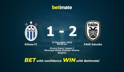 Kifisias FC vs PAOK Saloniki Prognozy, kursy i prognozy; Typy bukmacherskie 17.12.2023