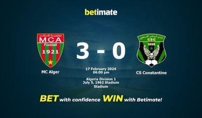 MC Alger vs CS Constantine przewidywania, kursy i typy bukmacherskie 17.02.2024