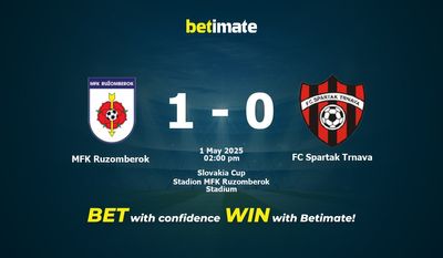 MFK Ruzomberok vs FC Spartak Trnava przewidywania, kursy i typy bukmacherskie 01.05.2025