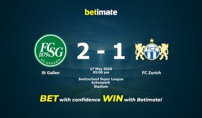 St Gallen vs FC Zurich Prognoza, kursy i porady bukmacherskie 05/17/2025