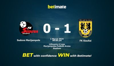 Suduva Marijampole vs FK Siauliai Prognozy, kursy i typy bukmacherskie 03.01.2024