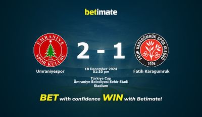 Umraniyespor vs Fatih Karagumruk Prognozy, kursy i typy bukmacherskie 18.12.2024