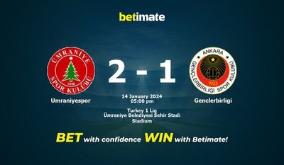 Umraniyespor vs Genclerbirligi przewidywania, kursy i typy bukmacherskie 14.01.2024