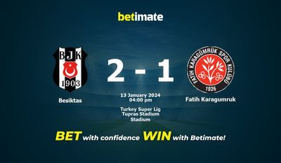 Besiktas x Fatih Karagumruk Prognóstico, Odds e Dicas de Apostas 13/01/2024
