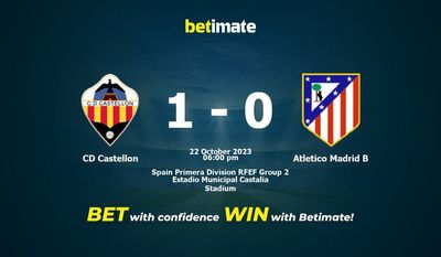 CD Castellon vs Atlético de Madrid B Prognóstico, Odds e Dicas de Apostas 22/10/2023