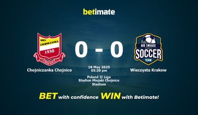 Chojniczanka Chojnice x Wieczysta Krakow Prognóstico, Odds e Dicas de Apostas 18/05/2025