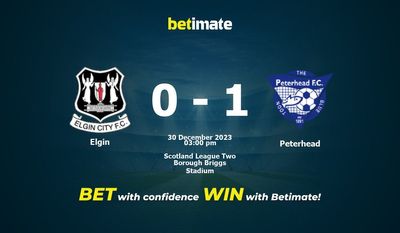 Elgin x Peterhead Prognóstico, Odds e Dicas de Apostas 30/12/2023