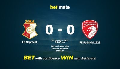 FK Napredak vs FK Radnicki 1923 Prognóstico, Odds e Dicas de Apostas 20/10/2023