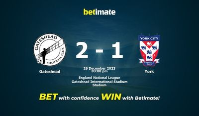 Prognóstico, Odds e Dicas de Apostas Gateshead vs York 26/12/2023