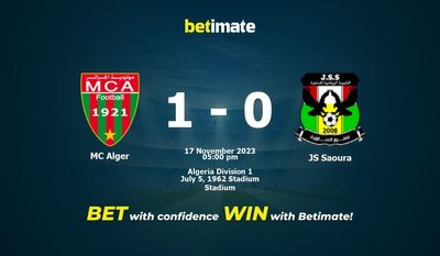 MC Alger vs JS Saoura Prognóstico, Odds e Dicas de Apostas 17/11/2023