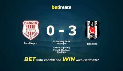 Pendikspor x Besiktas Prognóstico, Odds e Dicas de Apostas 20/01/2024