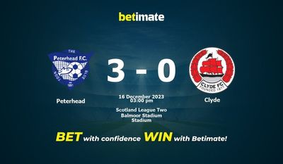 Peterhead vs Clyde Prognóstico, Odds e Dicas de Apostas 16/12/2023