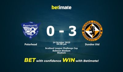 Peterhead vs Dundee Utd Prognóstico, Odds e Dicas de Apostas 14/10/2023