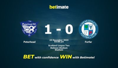 Peterhead x Forfar Prognóstico, Odds e Dicas de Apostas 23/12/2023