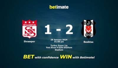 Prognóstico, Odds e Dicas de Apostas Sivasspor x Besiktas 28/01/2024