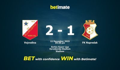 Vojvodina vs FK Napredak Prognóstico, Odds e Dicas de Apostas 12/11/2023