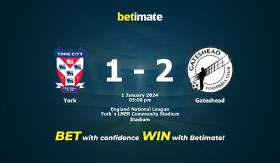Prognóstico, Odds e Dicas de Apostas York x Gateshead 01/01/2024