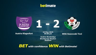 Прогнозы, коэффициенты и советы по ставкам на матч Austria Klagenfurt против WSG Swarovski Tirol 05.10.2025