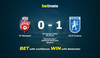 ФК Ботошани против CS U Craiova Прогнозы, шансы и советы по ставкам на 18.02.2024