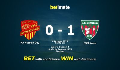 NA Hussein Dey vs ESM Kolea Прогнозы, шансы и советы по ставкам на 06.10.2023
