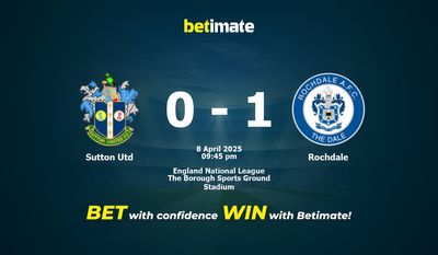 Прогнозы, коэффициенты и советы по ставкам на матч Sutton Utd — Rochdale 04/08/2025