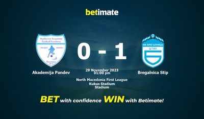 Akademija Pandev vs Bregalnica Stip-förutsägelse, odds och vadslagningstips 2023-11-29