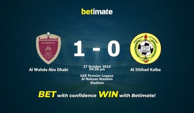 Al Wahda Abu Dhabi vs Al Ittihad Kalba Förutsägelse, odds och speltips 2023-10-27
