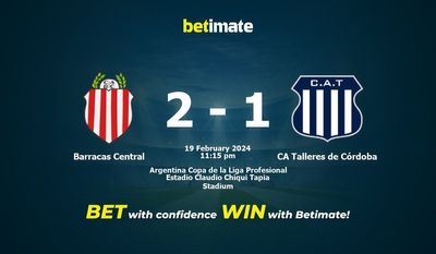 Barracas Central vs CA Talleres de Córdoba Förutsägelse, odds och speltips 2024-02-19