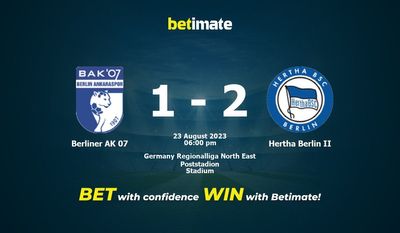 Berliner AK 07 vs Hertha Berlin II Förutsägelse, odds och speltips 2023-08-23