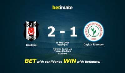 Besiktas vs Caykur Rizespor Förutsägelse, odds och speltips 25/05/2025