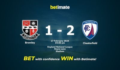 Bromley vs Chesterfield Förutsägelse, odds och speltips 2024-02-17